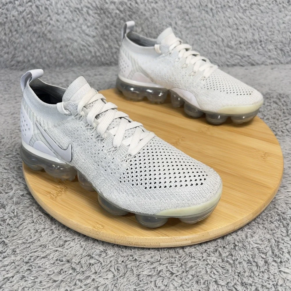 Nike Air VaporMax Flyknit 2 Shoes Womens 6 White Running Cushioned 942843-105